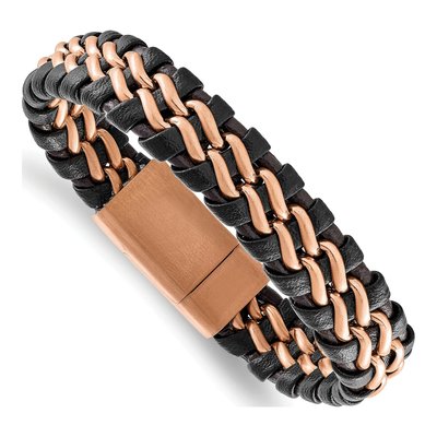 Stainless Steel Leather Bracelet