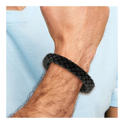 Stainless Steel Braided Leather Bracelet – view 3