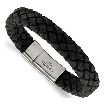 Stainless Steel Braided Leather Bracelet
