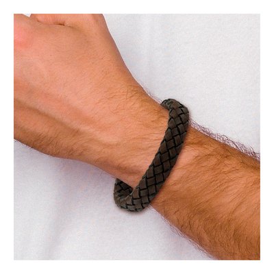 Stainless Steel Braided Leather Bracelet – view 3