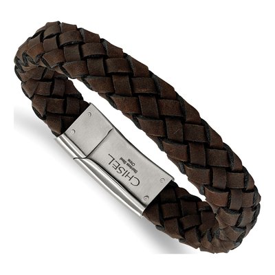 Stainless Steel Braided Leather Bracelet