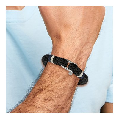 Stainless Steel Woven Black Cotton Bracelet – view 3