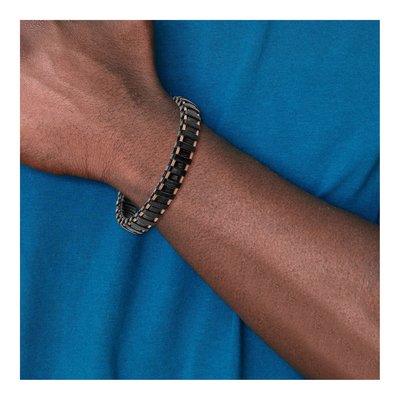 Men's Chisel Steel & Leather Bracelet, Rose IP – view 3