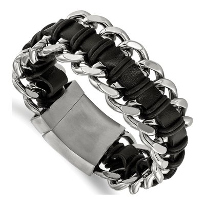 Stainless Steel Leather Bracelet