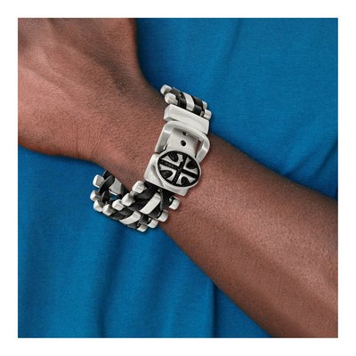 Stainless Steel Cross Leather Bracelet – view 3