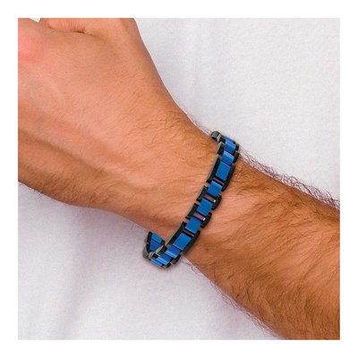 Stainless Steel Black Blue Link Bracelet – view 6