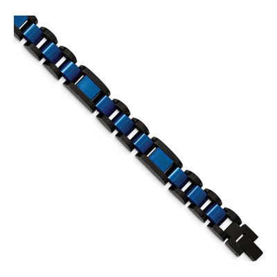 Stainless Steel Black Blue Link Bracelet