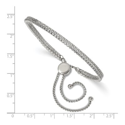 Stainless Steel CZ 2-Strand Adjustable Bracelet – view 3