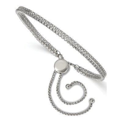 Stainless Steel CZ 2-Strand Adjustable Bracelet