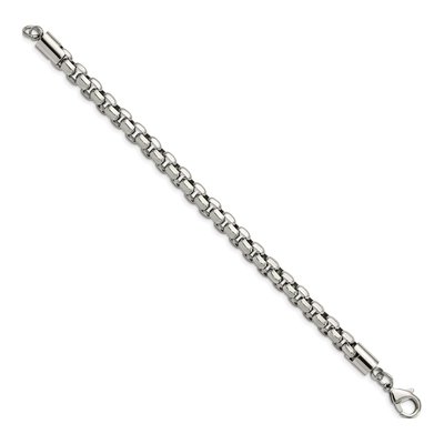 Men's Stainless Steel 8.23mm Rolo Box Chain Bracelet – view 4