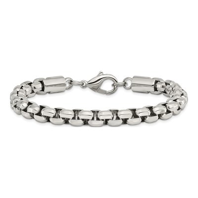 Men's Stainless Steel 8.23mm Rolo Box Chain Bracelet – view 5