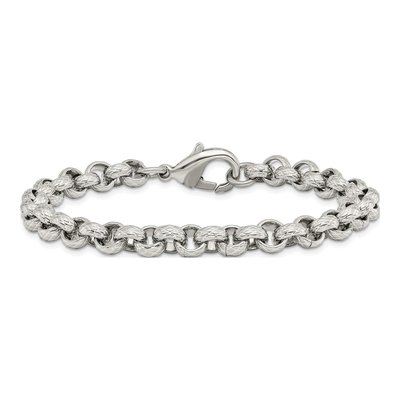 Men's Stainless Steel 7mm Rolo Chain Bracelet – view 5