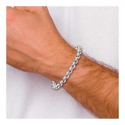 Men's Stainless Steel 7mm Rolo Chain Bracelet – view 7
