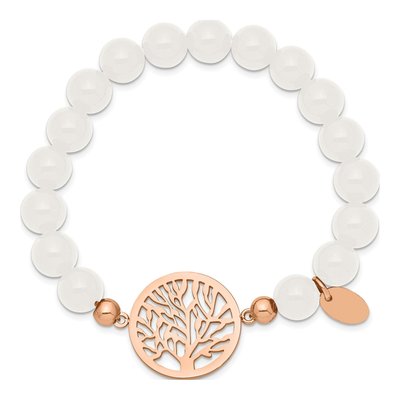 Stainless Steel IP Tree of Life Jade Stretch Bracelet – view 3
