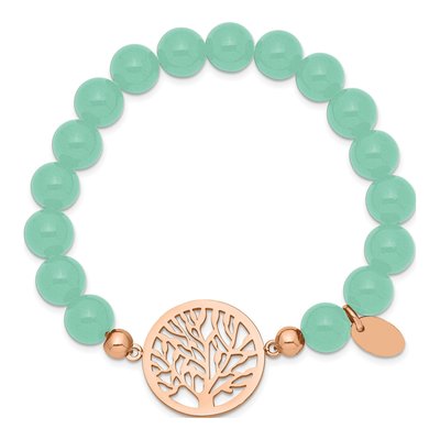 Stainless Steel Tone Jade Tree of Life Bracelet – view 3