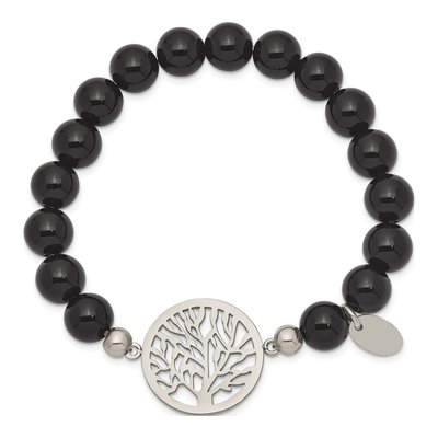 Stainless Steel Agate Tree of Life Bracelet – view 3
