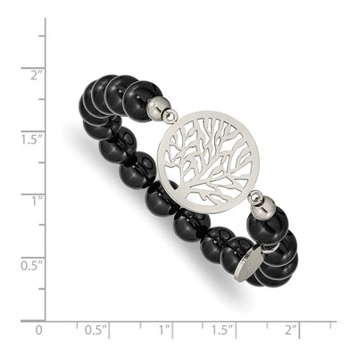 Stainless Steel Agate Tree of Life Bracelet – view 4