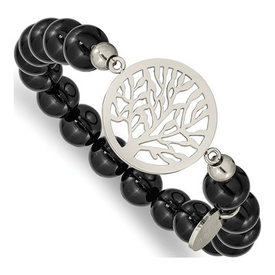 Stainless Steel Agate Tree of Life Bracelet