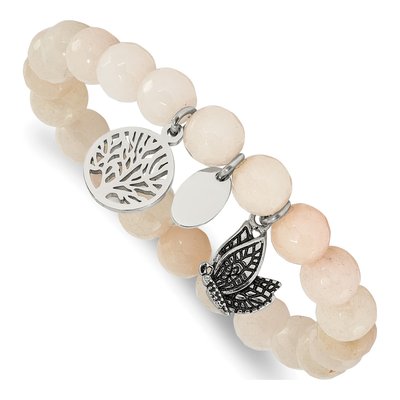 Stainless Steel Jade Stretch Bracelet