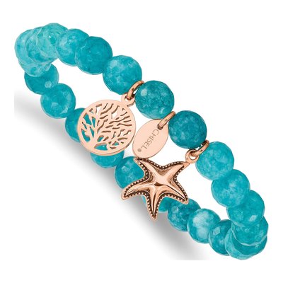 Stainless Steel Jade Beaded Starfish Bracelet