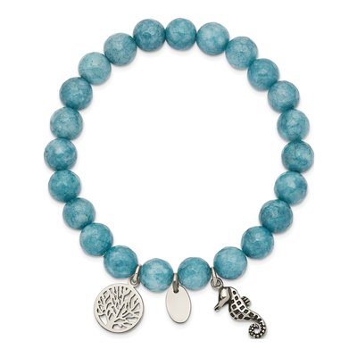 Stainless Steel Seahorse Tree of Life Jade Bracelet – view 3