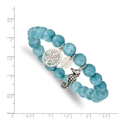 Stainless Steel Seahorse Tree of Life Jade Bracelet – view 4
