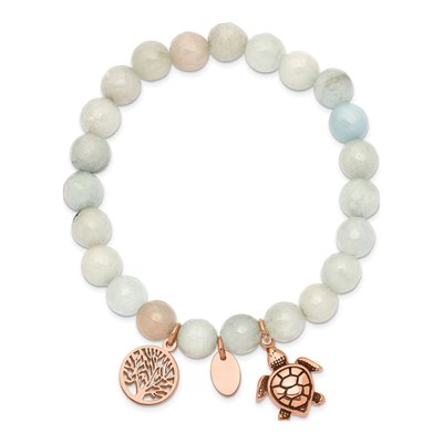Stainless Steel Blue Grey Jade Bracelet – view 3