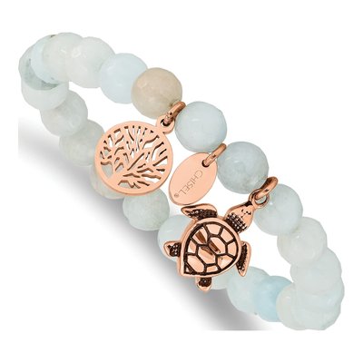 Stainless Steel Blue Grey Jade Bracelet