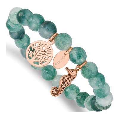 Stainless Steel Seahorse Jade Bracelet
