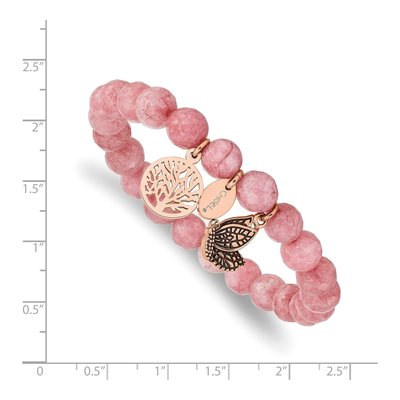 Stainless Steel Pink Jade Stretch Bracelet – view 4