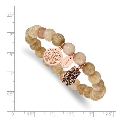 Stainless Steel Owl Tree of Life Jade Stretch Bracelet – view 4