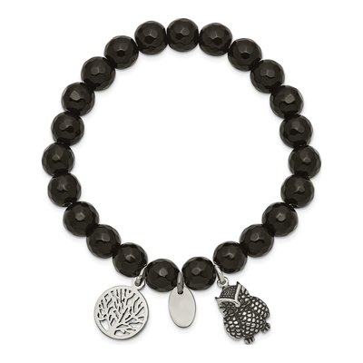 Stainless Steel Owl Tree of Life Jade Bracelet – view 3