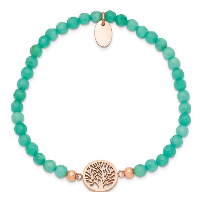 Stainless Steel IP Mint Jade Tree of Life Bracelet – view 3