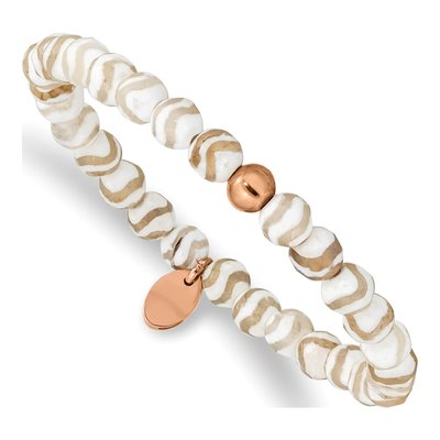 Stainless Steel Agate Stretch Bracelet