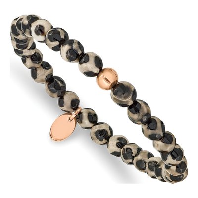 Stainless Steel Agate Zebra Stretch Bracelet