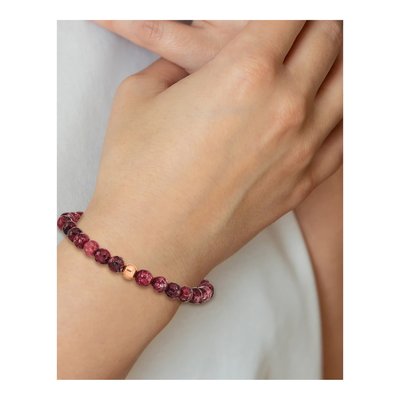 Stainless Steel Red Jade Beaded Stretch Bracelet – view 5