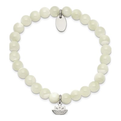Stainless Steel Mother of Pearl Lotus Bracelet – view 2