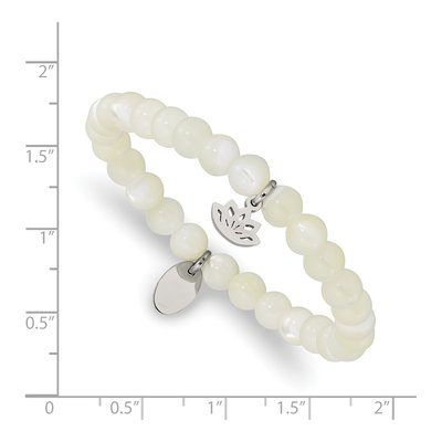 Stainless Steel Mother of Pearl Lotus Bracelet – view 3