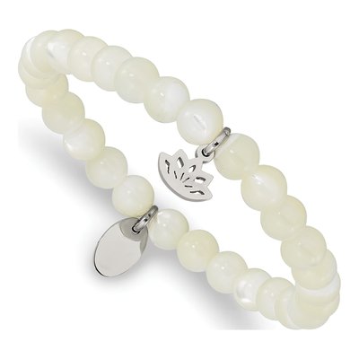 Stainless Steel Mother of Pearl Lotus Bracelet