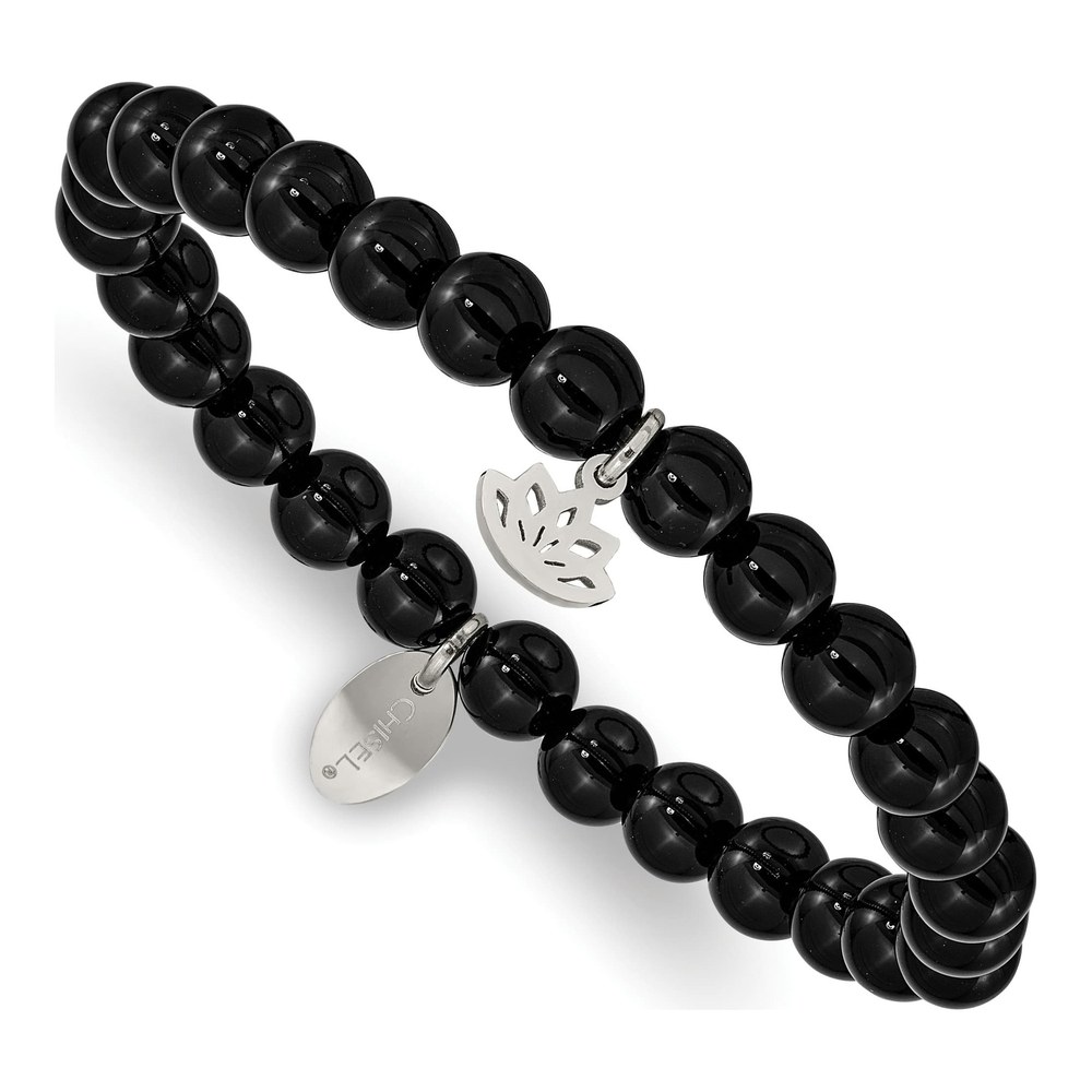 Stainless Steel Agate Lotus Bracelet