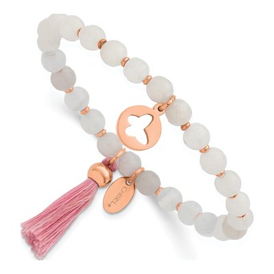 Stainless Steel Agate Stretch Bracelet