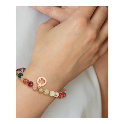 Stainless Steel Agate Clover Stretch Bracelet – view 5
