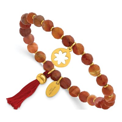 Stainless Steel Agate Stretch Bracelet