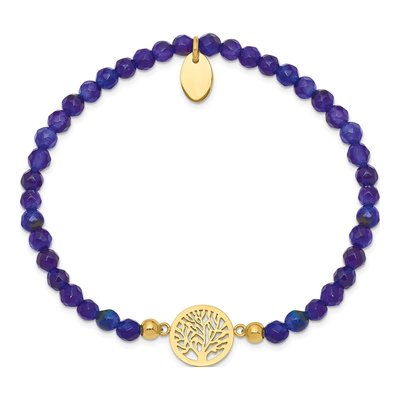 Stainless Steel Blue Jade Tree of Life Bracelet – view 3