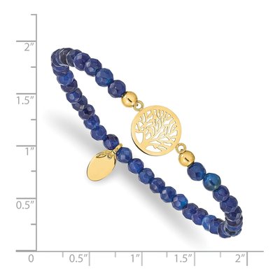 Stainless Steel Blue Jade Tree of Life Bracelet – view 4