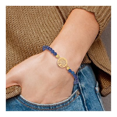 Stainless Steel Blue Jade Tree of Life Bracelet – view 5