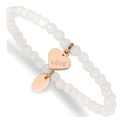 Stainless Steel IP Jade Heart Bracelet