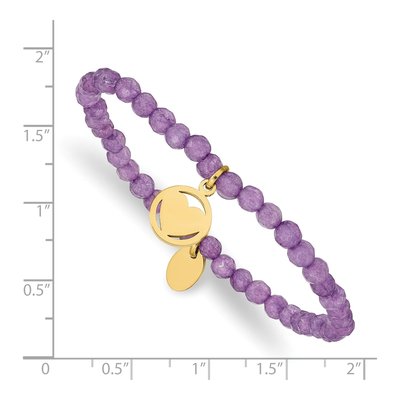 Stainless Steel Purple Jade Heart Bracelet – view 4