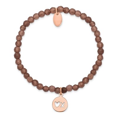 Stainless Steel Brown Jade XO Stretch Bracelet – view 3