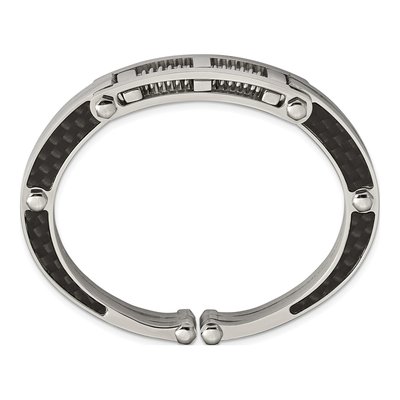Stainless Steel Carbon Fiber Cuff Bracelet – view 3